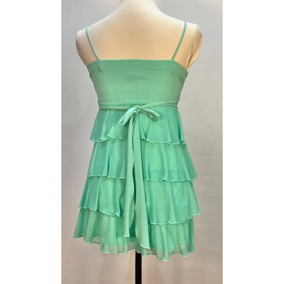 Y2K Long Tank Top - Mini  Dress Size Medium Tiered Milkmaid Top Mint Green - Picture 3 of 5